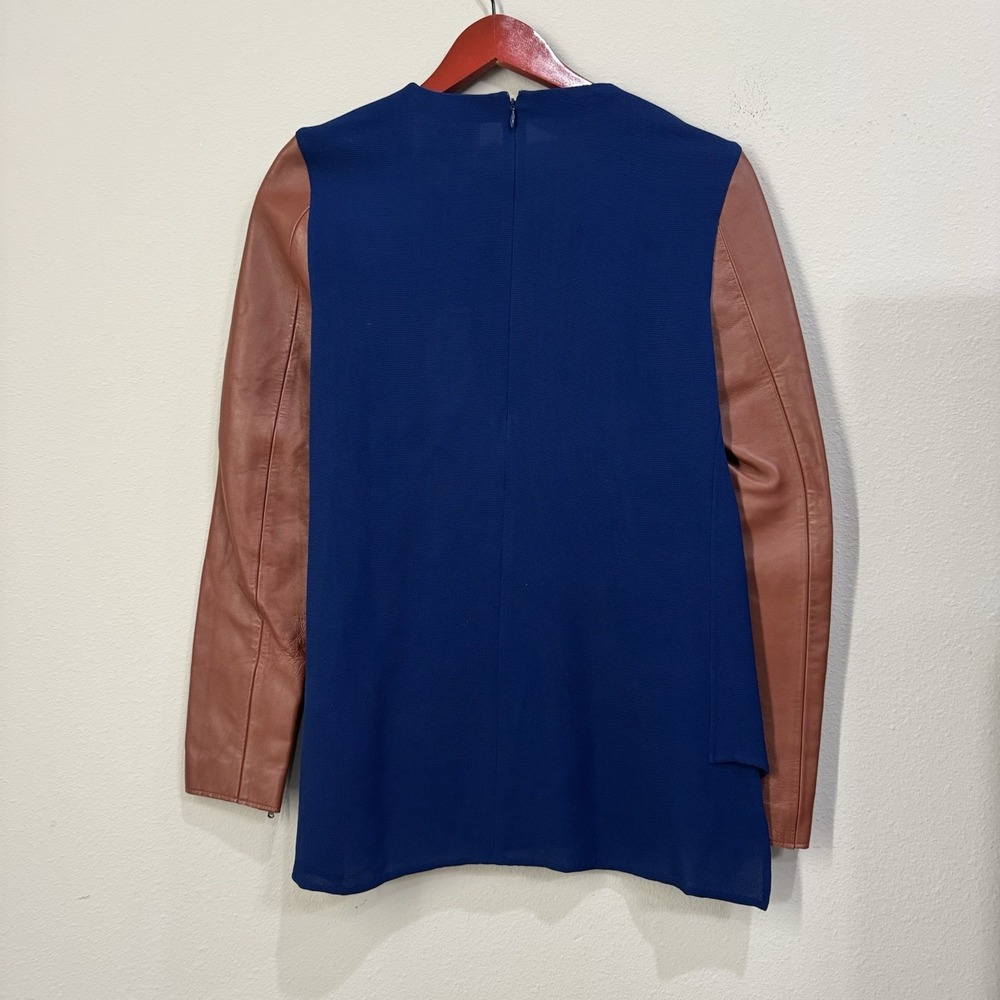 Phillip Lim 3.1 Silk Lamb Leather Long Sleeve Blouse Size 6 Runway Collection - Picture 6 of 16